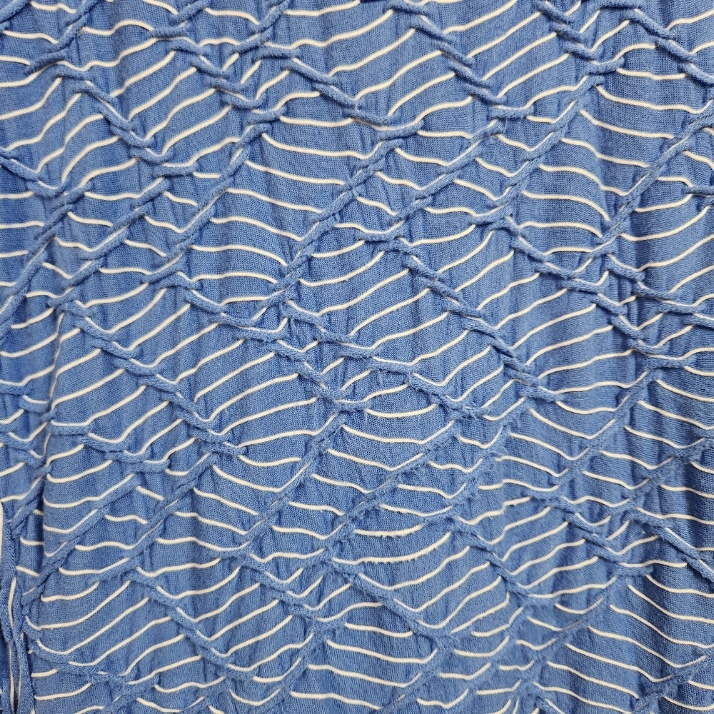 Habitat Lagenlook Blue Textured Tunic Top Shirt 3/4 Sleeves Size Medium Large - Picture 4 of 9
